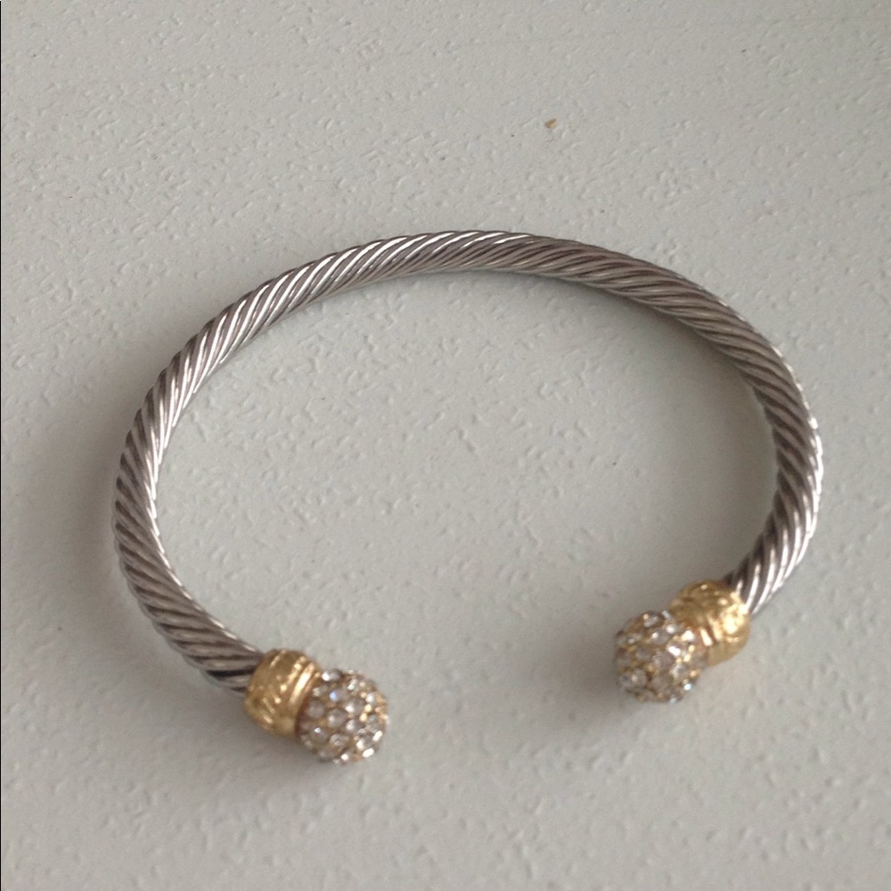 Bracelet with Crystal Ends with Rope look Braiding